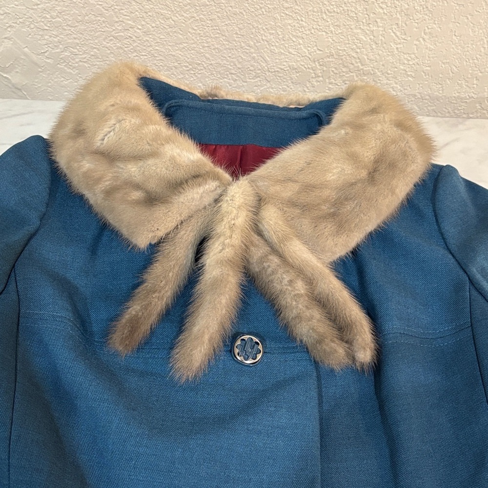 Blue Coat with Mink Fur Collar
